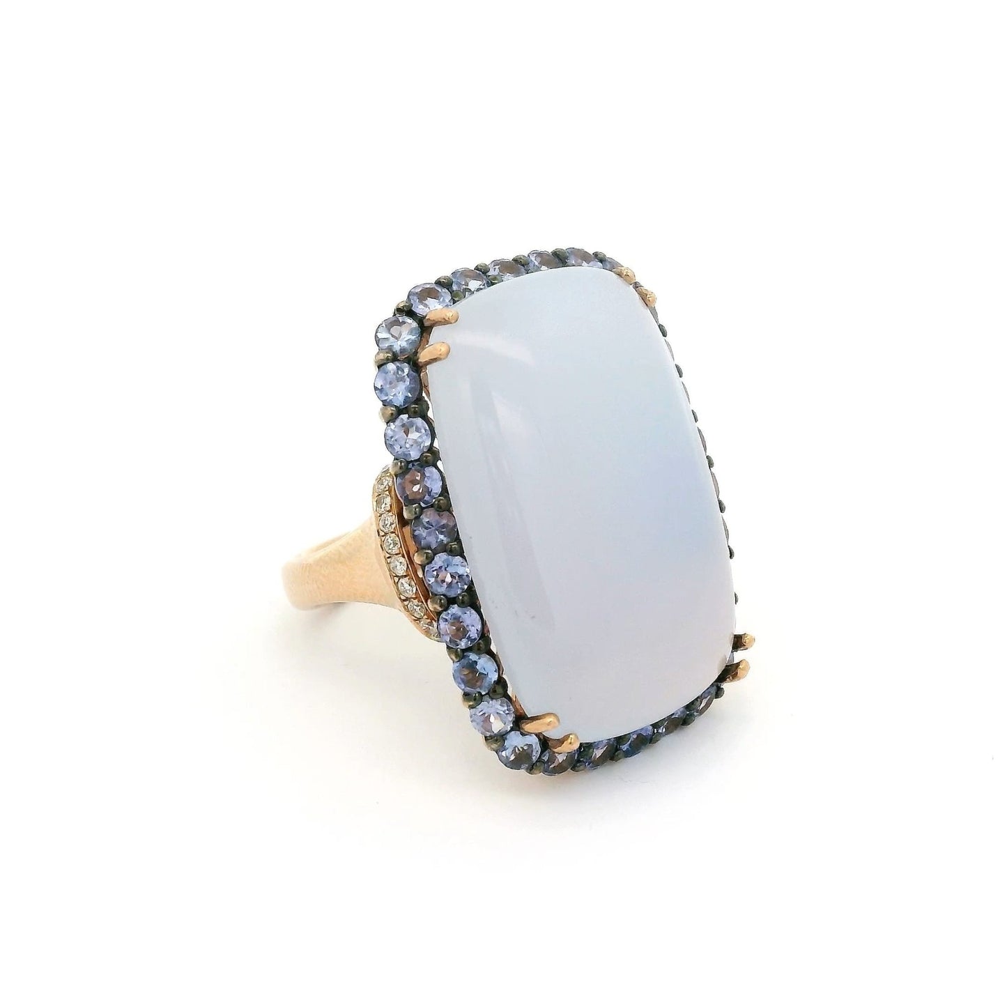 Chalcedony, Tanzanite & Diamond Ring - Forever Rox