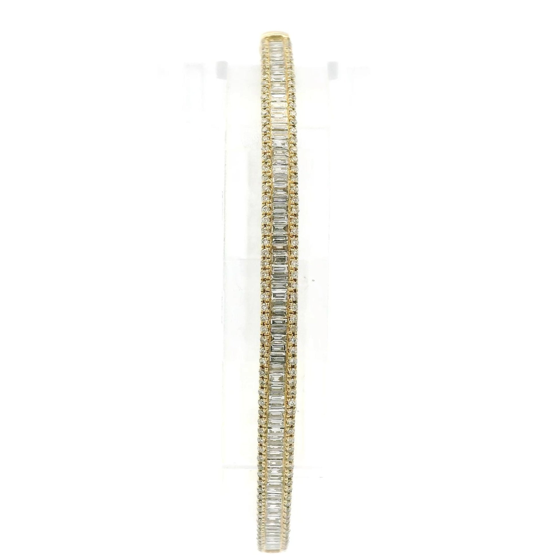 Channel Set Baguette Bangle With Round Diamond Border - Forever Rox