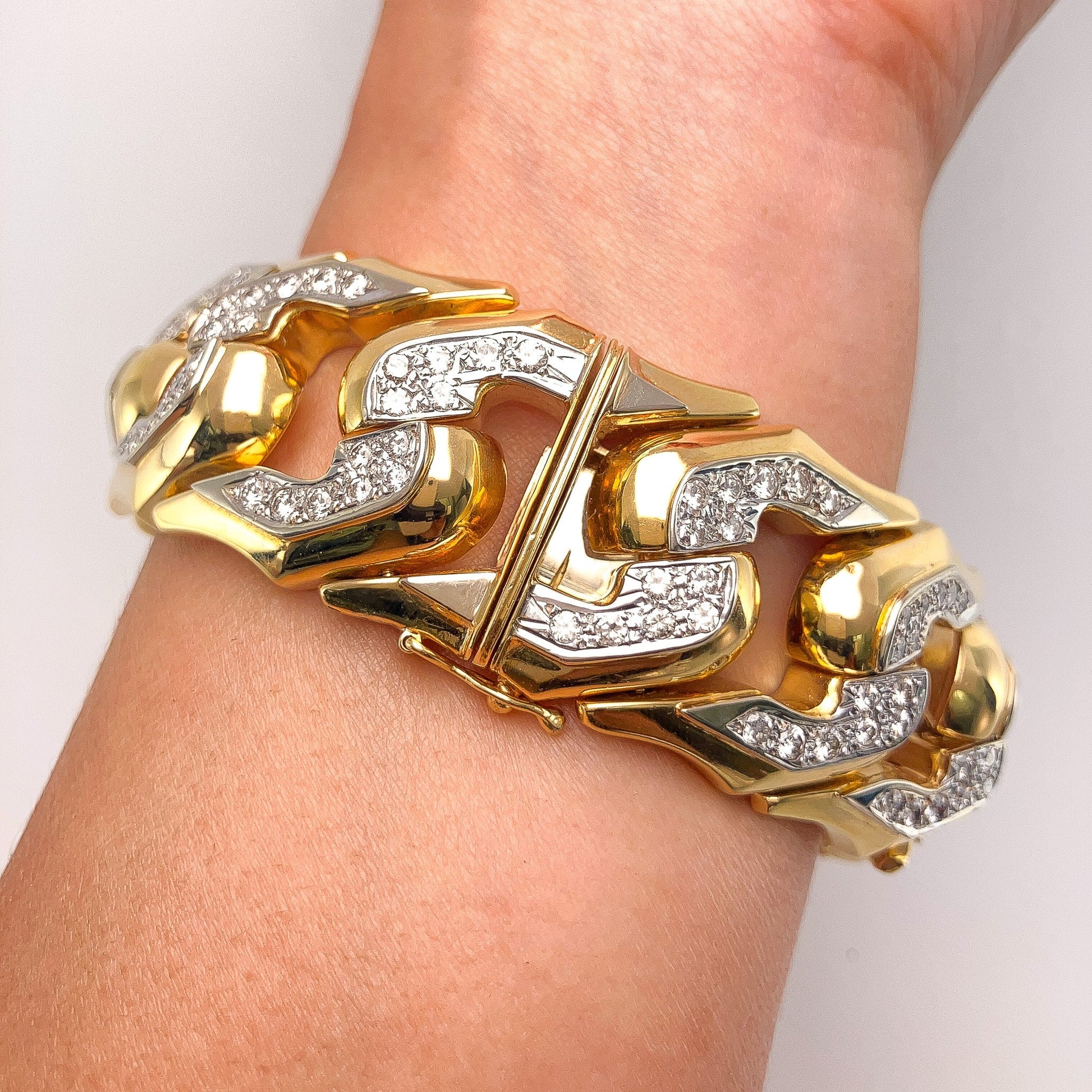 Curblink Bracelet with Pave Diamonds, 18k · - Forever Rox