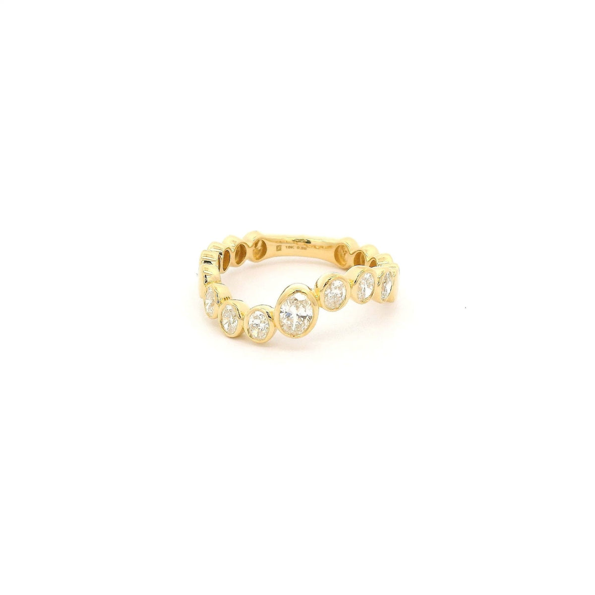 Curved Bezel Set Oval Cut Diamond Band - Forever Rox Fine Jewelry