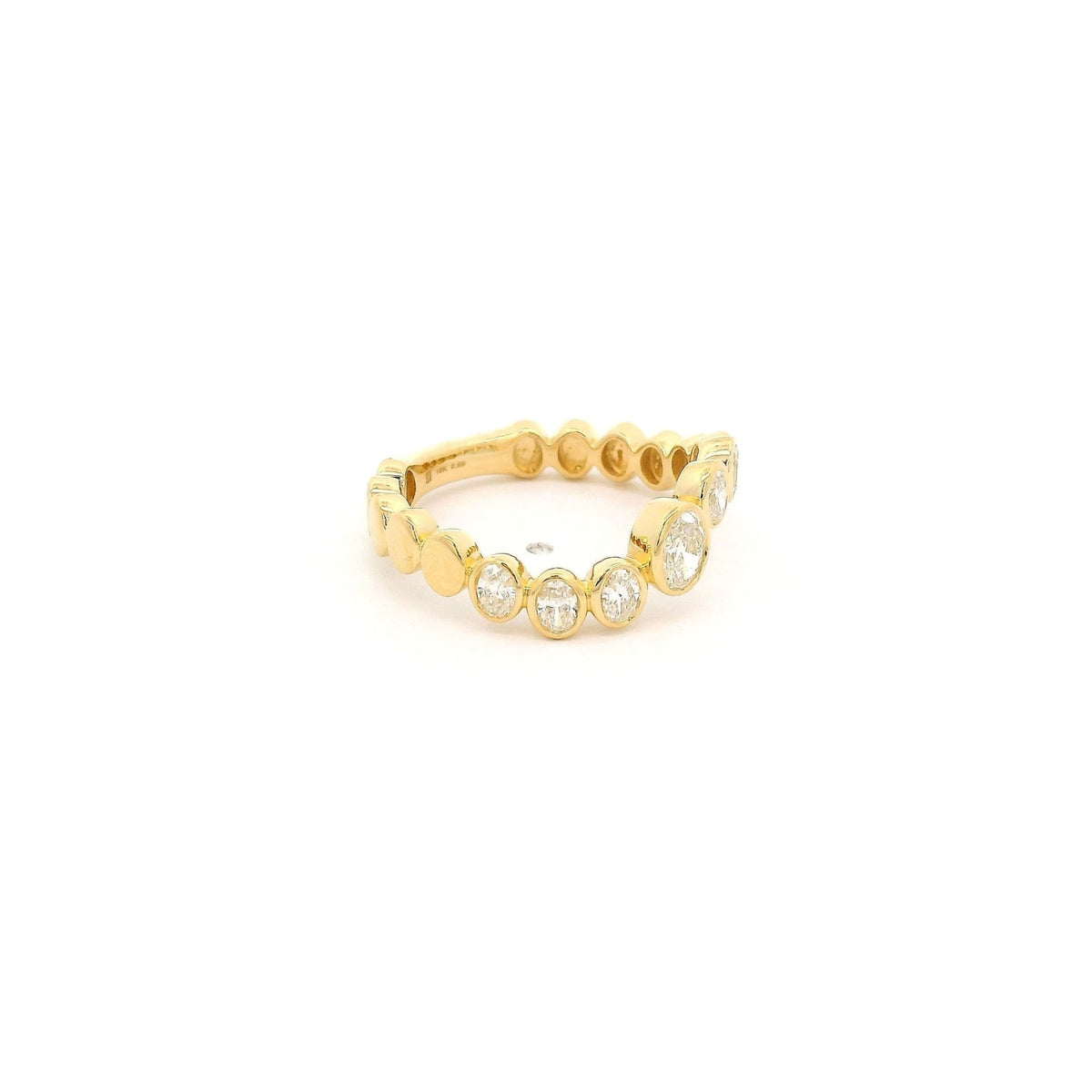 Curved Bezel Set Oval Cut Diamond Band - Forever Rox Fine Jewelry