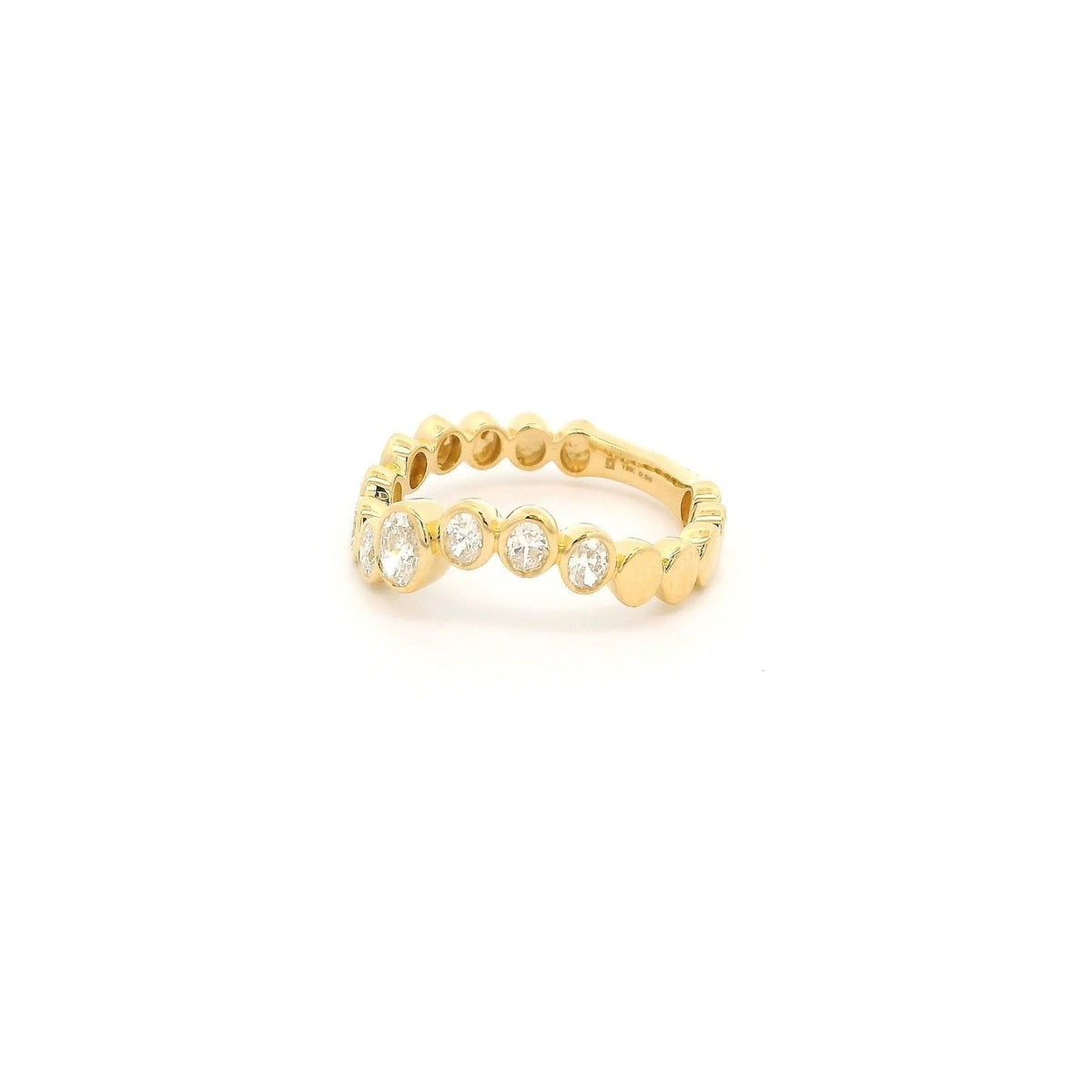 Curved Bezel Set Oval Cut Diamond Band - Forever Rox Fine Jewelry