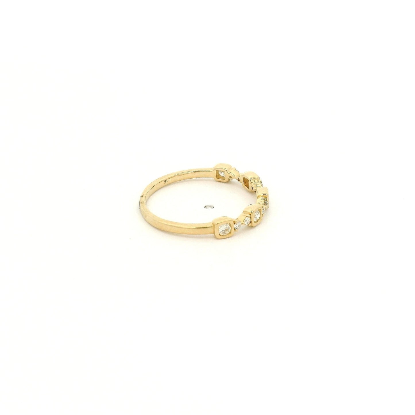 Cushion Bezel Round Cut Diamond Band - Forever Rox Fine Jewelry
