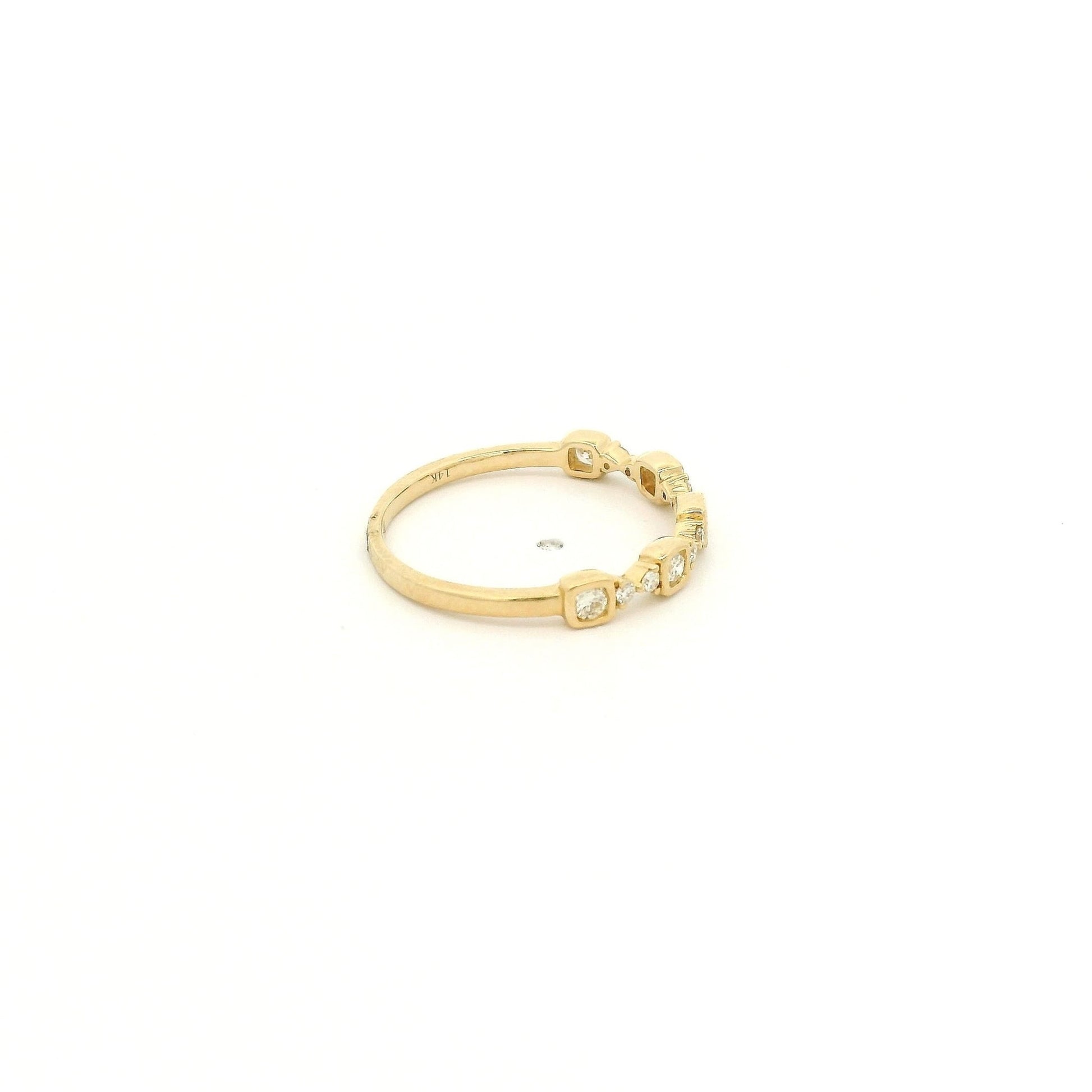 Cushion Bezel Round Cut Diamond Band - Forever Rox Fine Jewelry