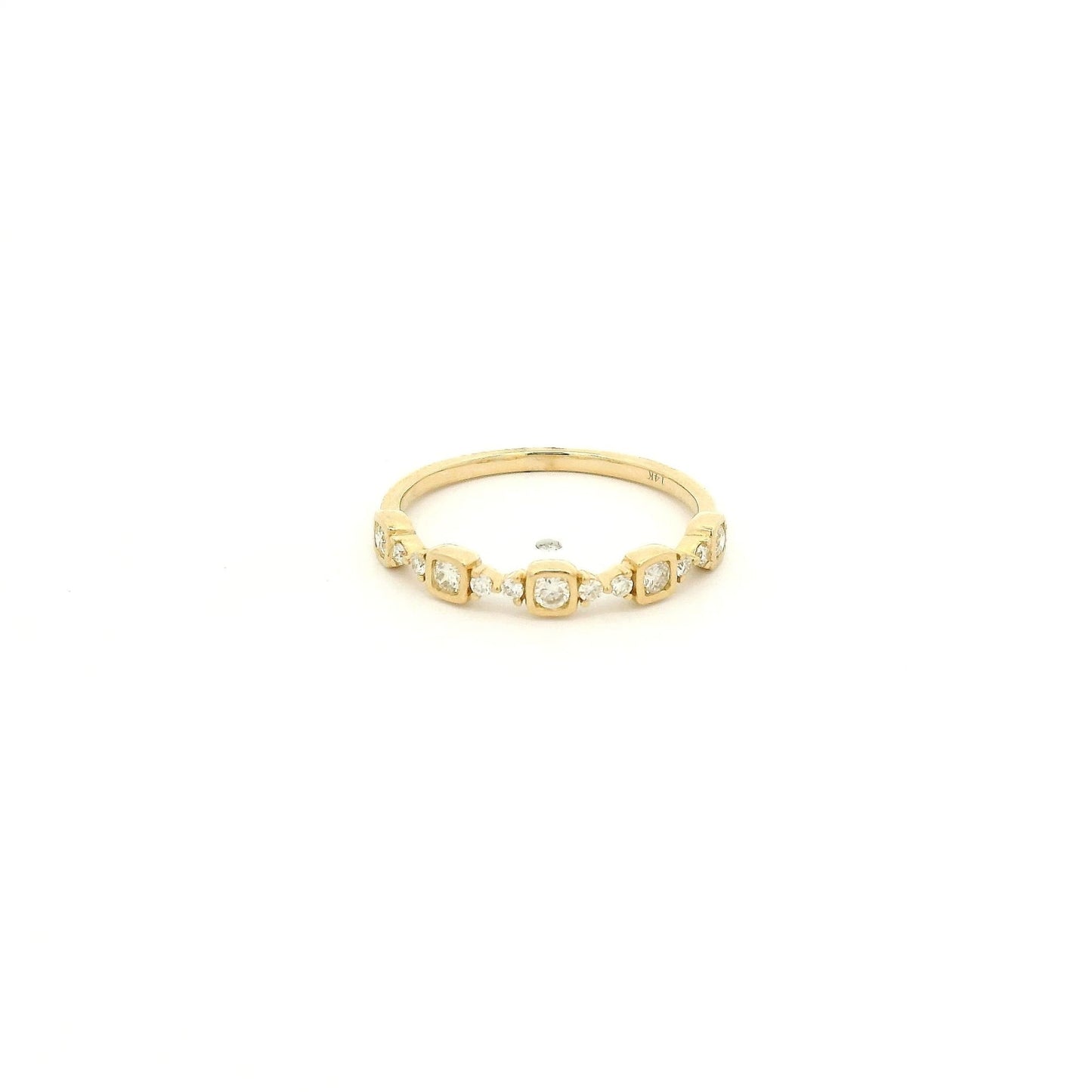 Cushion Bezel Round Cut Diamond Band - Forever Rox Fine Jewelry