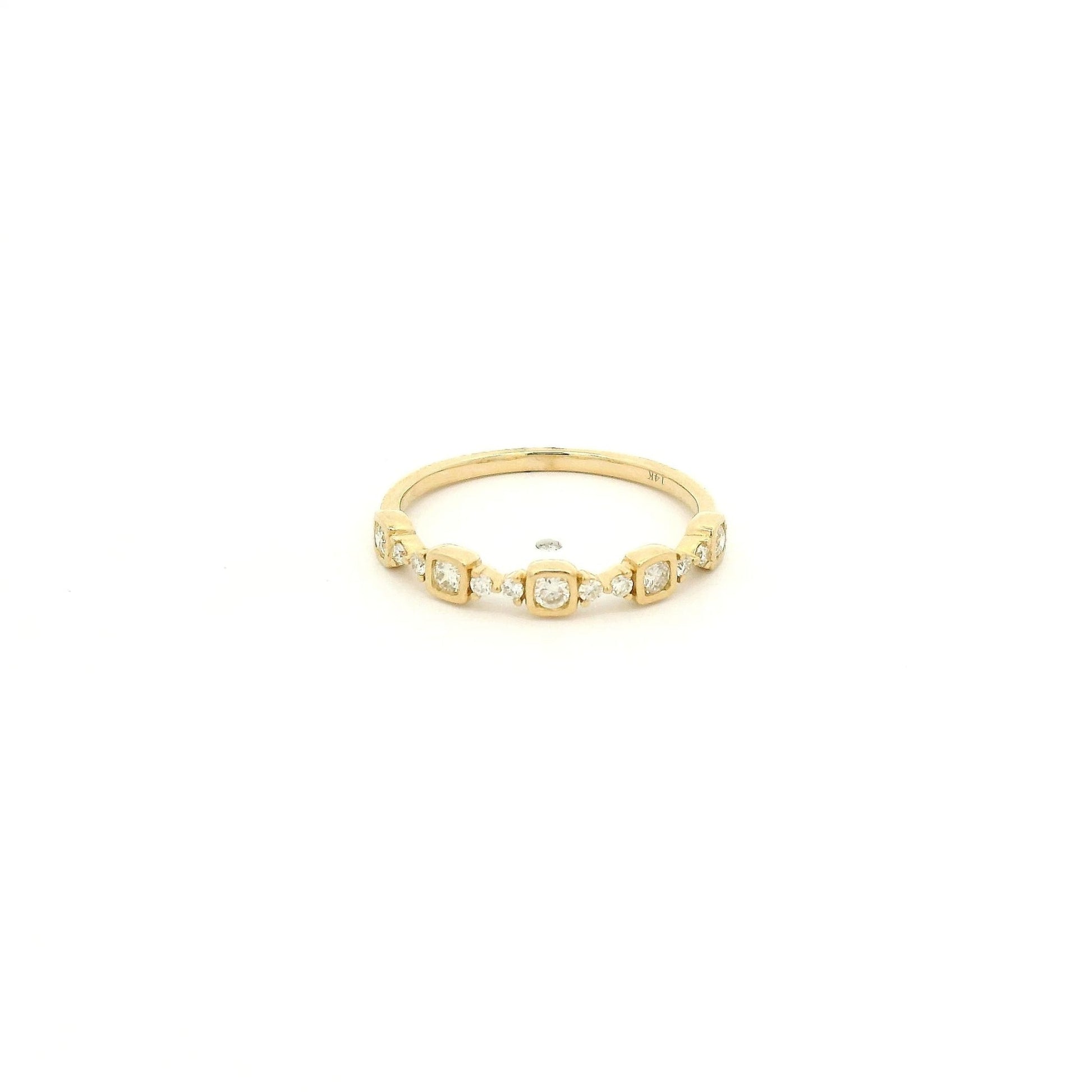 Cushion Bezel Round Cut Diamond Band - Forever Rox Fine Jewelry