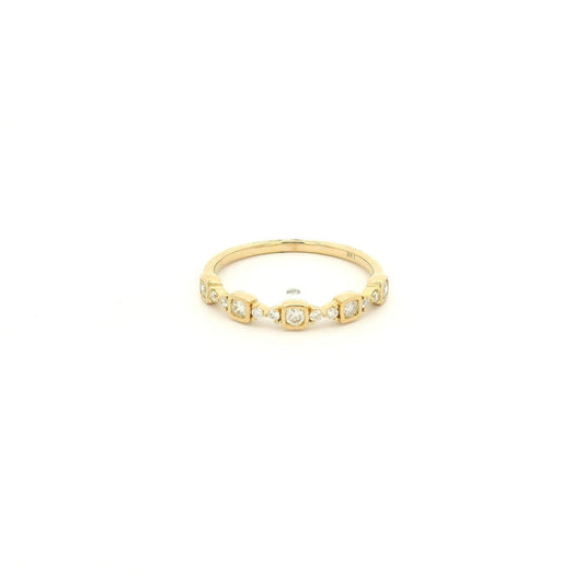 Cushion Bezel Round Cut Diamond Band - Forever Rox Fine Jewelry