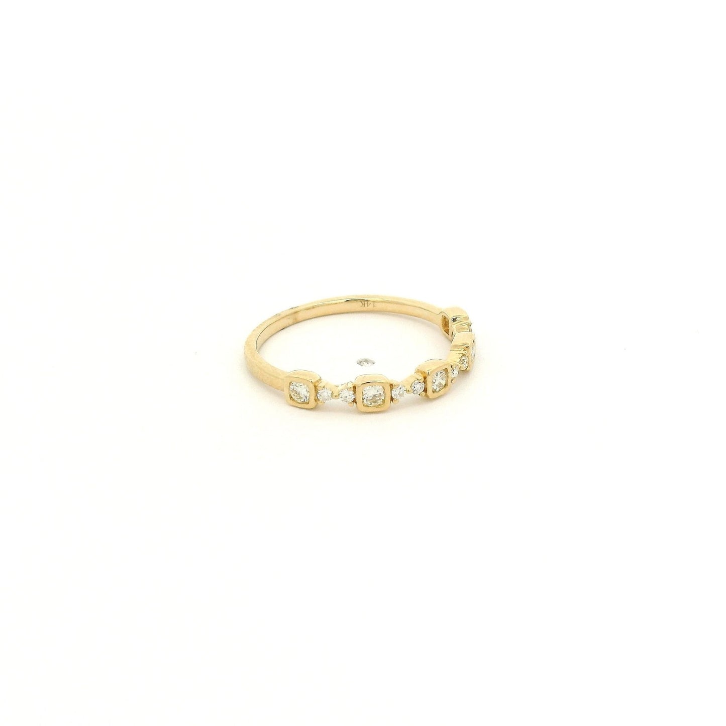 Cushion Bezel Round Cut Diamond Band - Forever Rox Fine Jewelry