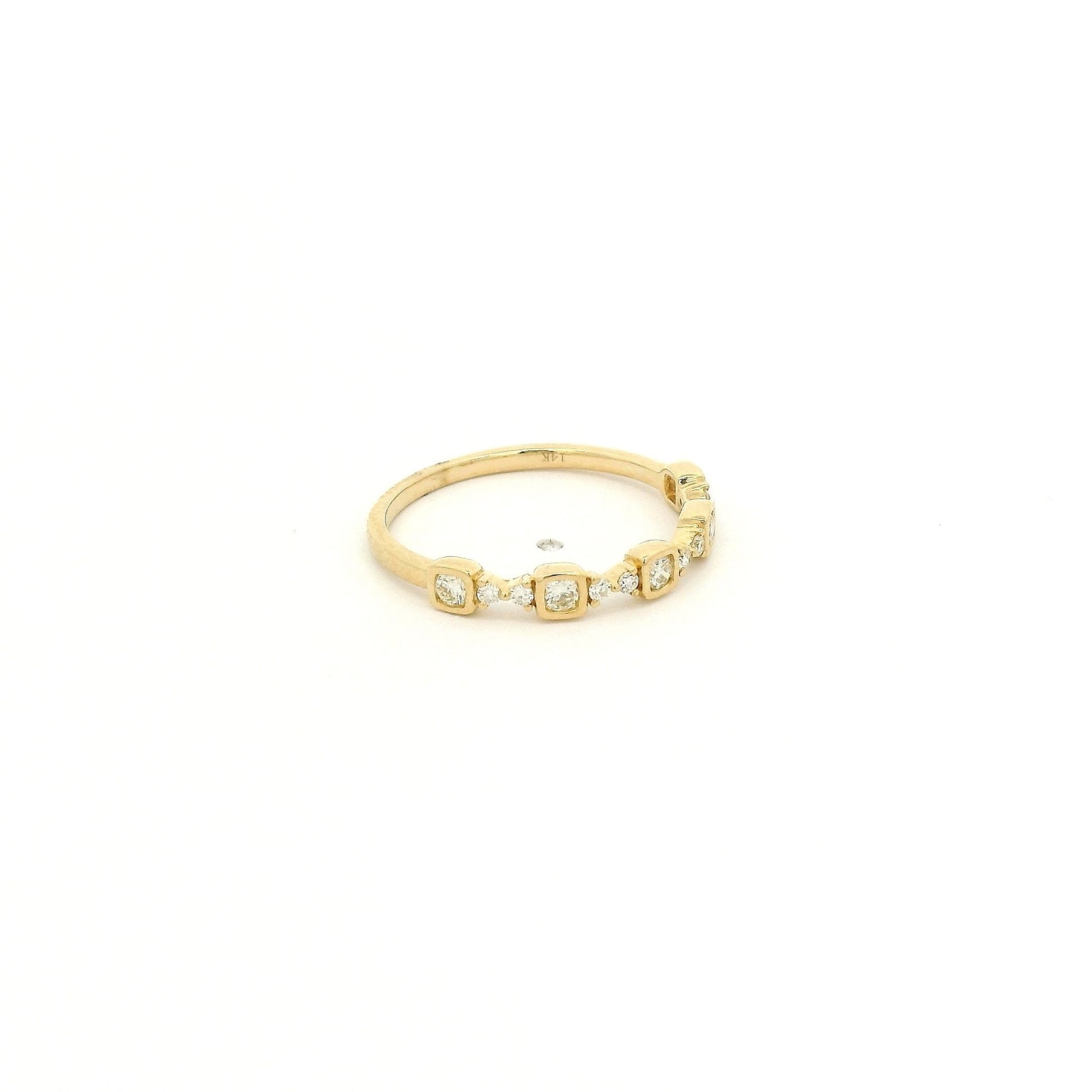 Cushion Bezel Round Cut Diamond Band - Forever Rox Fine Jewelry