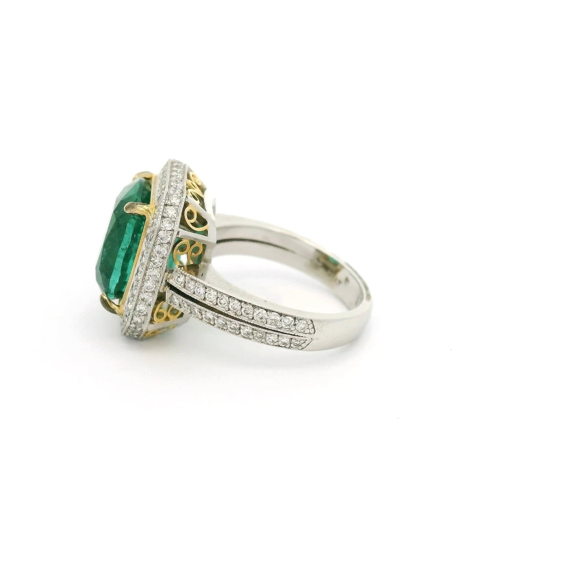 Cushion Cut African Emerald & Diamond Ring - Forever Rox Fine Jewelry