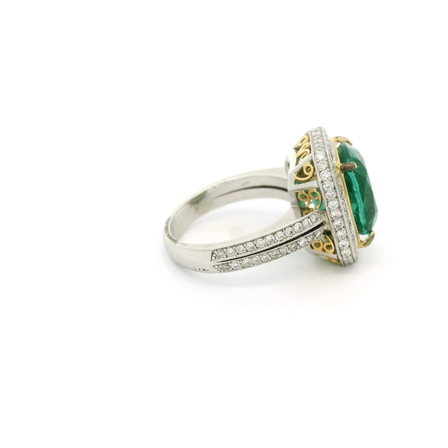 Cushion Cut African Emerald & Diamond Ring - Forever Rox Fine Jewelry