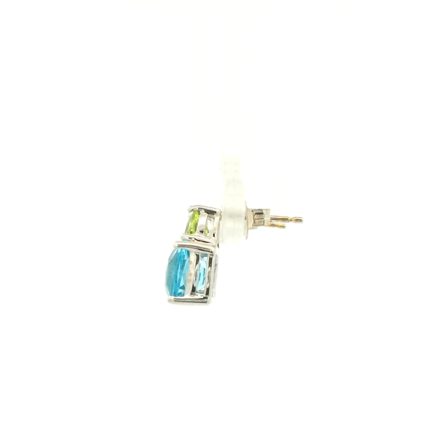 Cushion Cut Blue Topaz & Triangle Cut Peridot Studs - Forever Rox Fine Jewelry