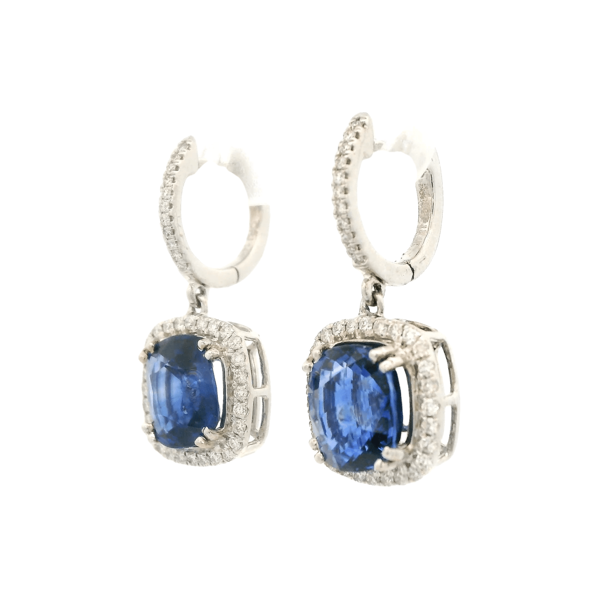 Cushion Cut Ceylon Sapphire & Diamond Dangles - Forever Rox