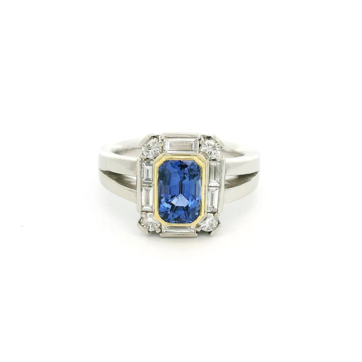 Cushion Cut Ceylon Sapphire & Diamond Ring - Forever Rox