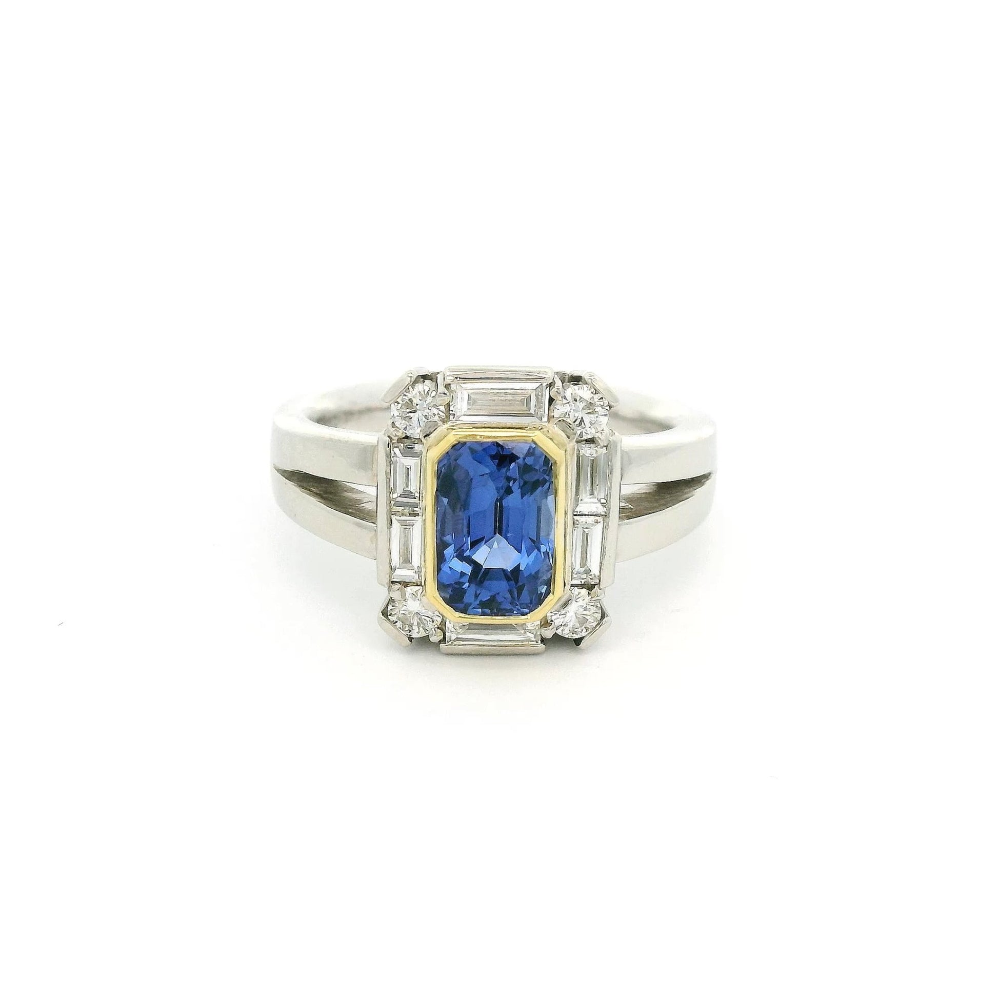 Cushion Cut Ceylon Sapphire & Diamond Ring - Forever Rox