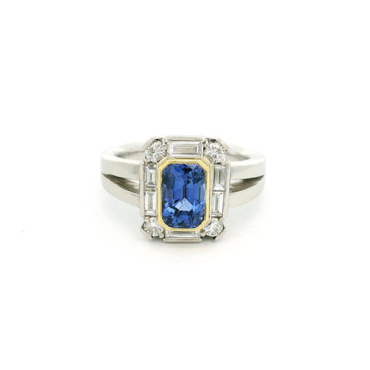 Cushion Cut Ceylon Sapphire & Diamond Ring - Forever Rox