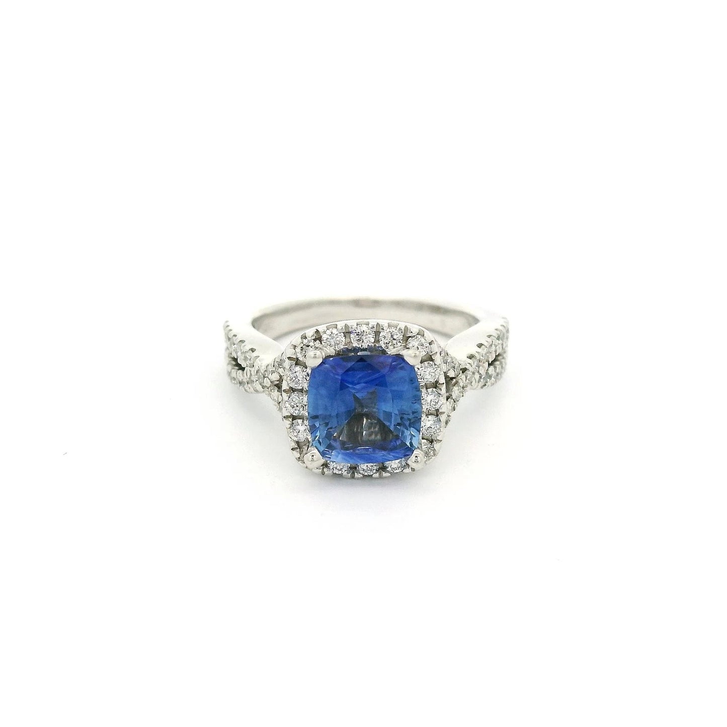 Cushion Cut Ceylon Sapphire & Diamond Ring - Forever Rox