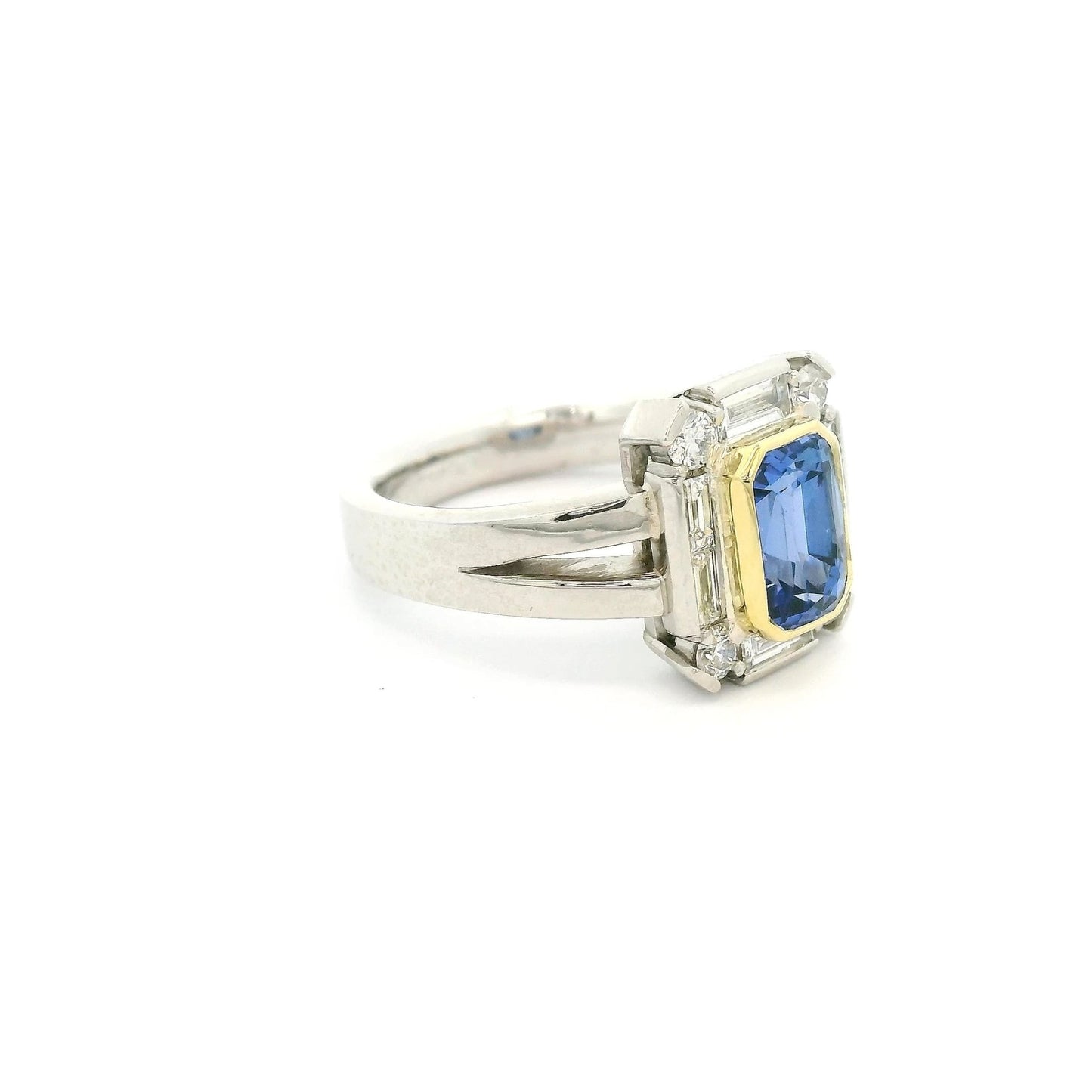 Cushion Cut Ceylon Sapphire & Diamond Ring - Forever Rox