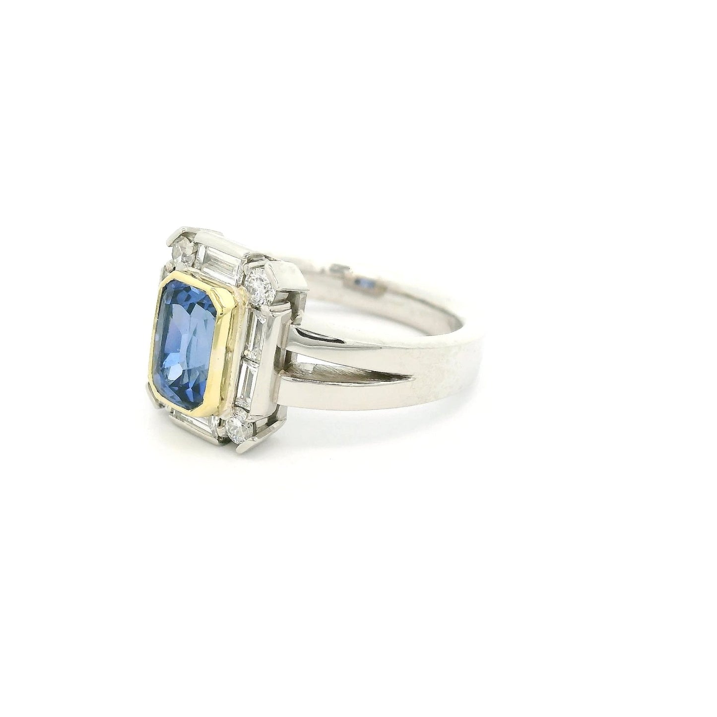 Cushion Cut Ceylon Sapphire & Diamond Ring - Forever Rox