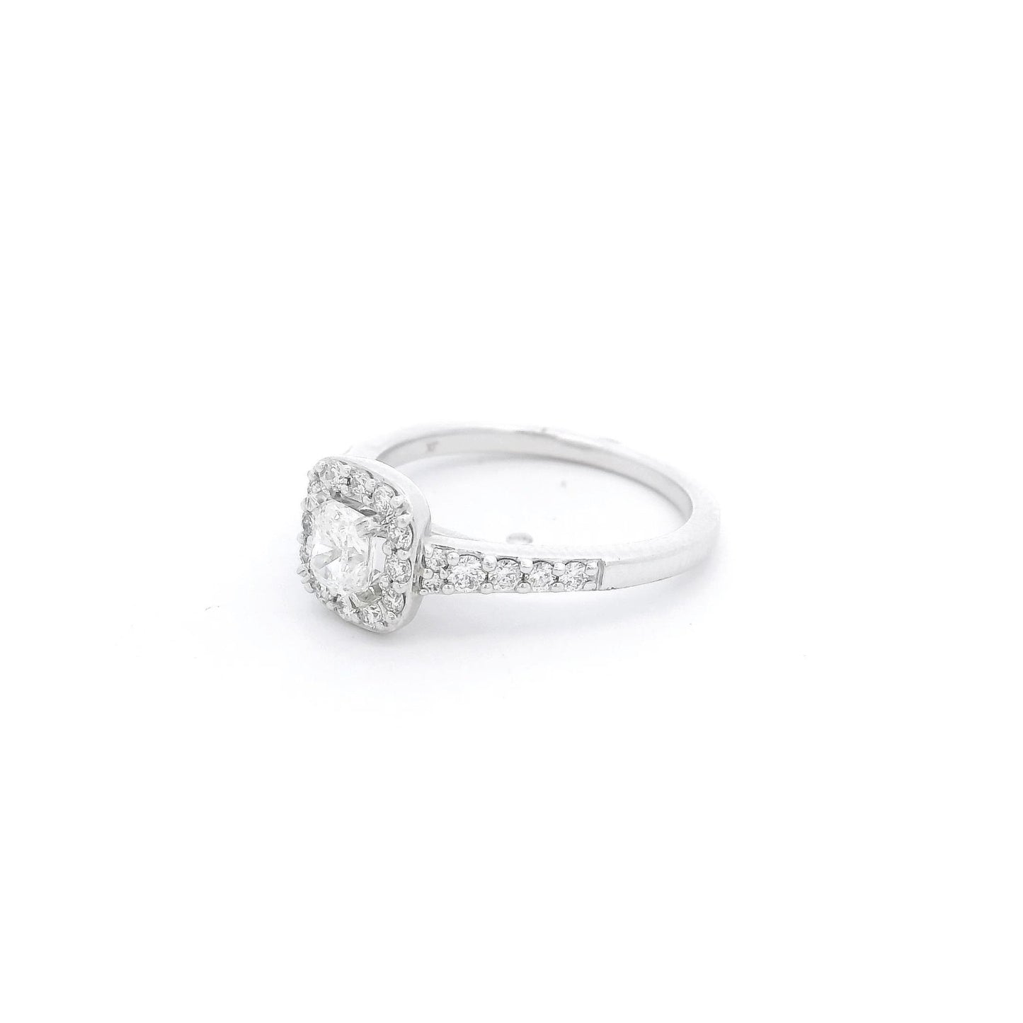 Cushion Cut Diamond Bridal Ring With Diamonds Down Shank - Forever Rox Fine Jewelry