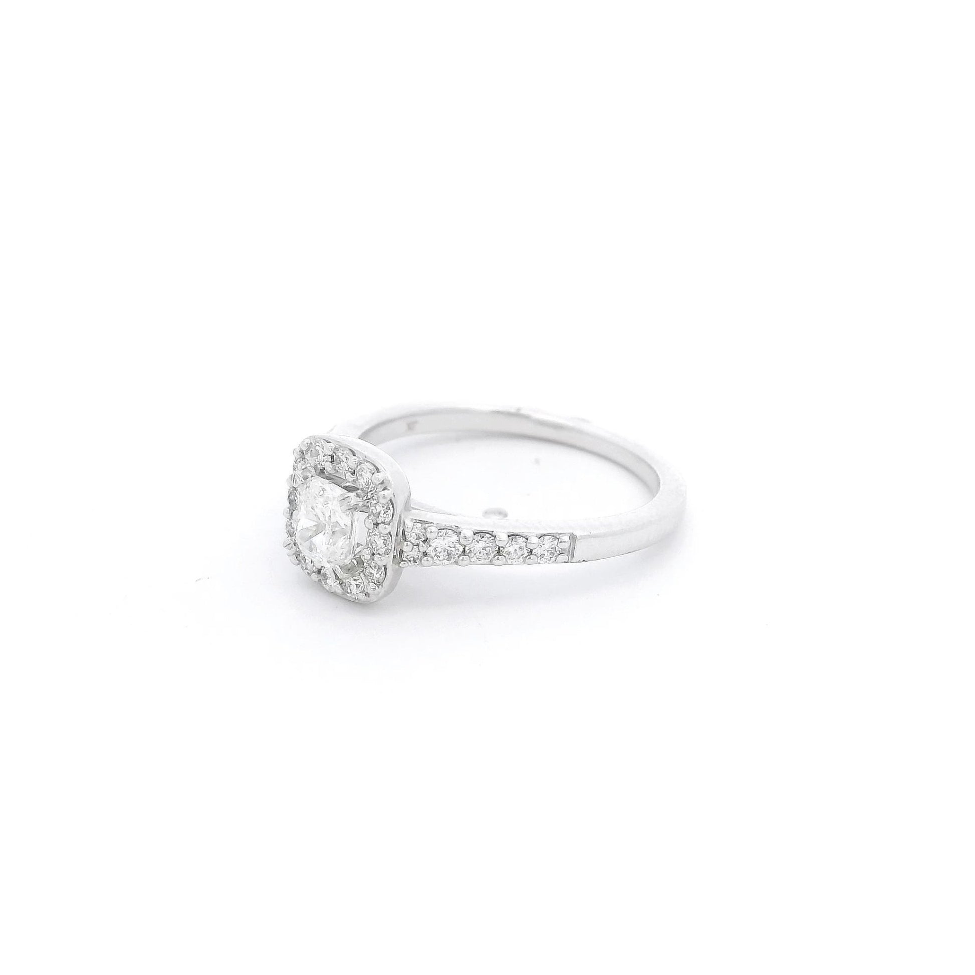 Cushion Cut Diamond Bridal Ring With Diamonds Down Shank - Forever Rox Fine Jewelry