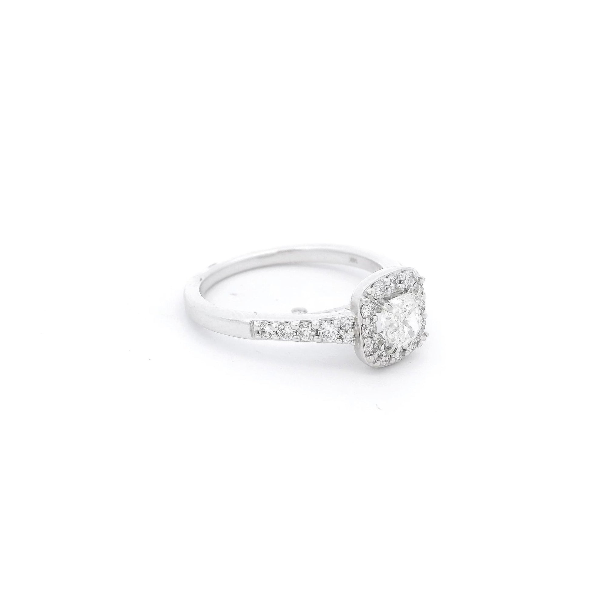 Cushion Cut Diamond Bridal Ring With Diamonds Down Shank - Forever Rox Fine Jewelry