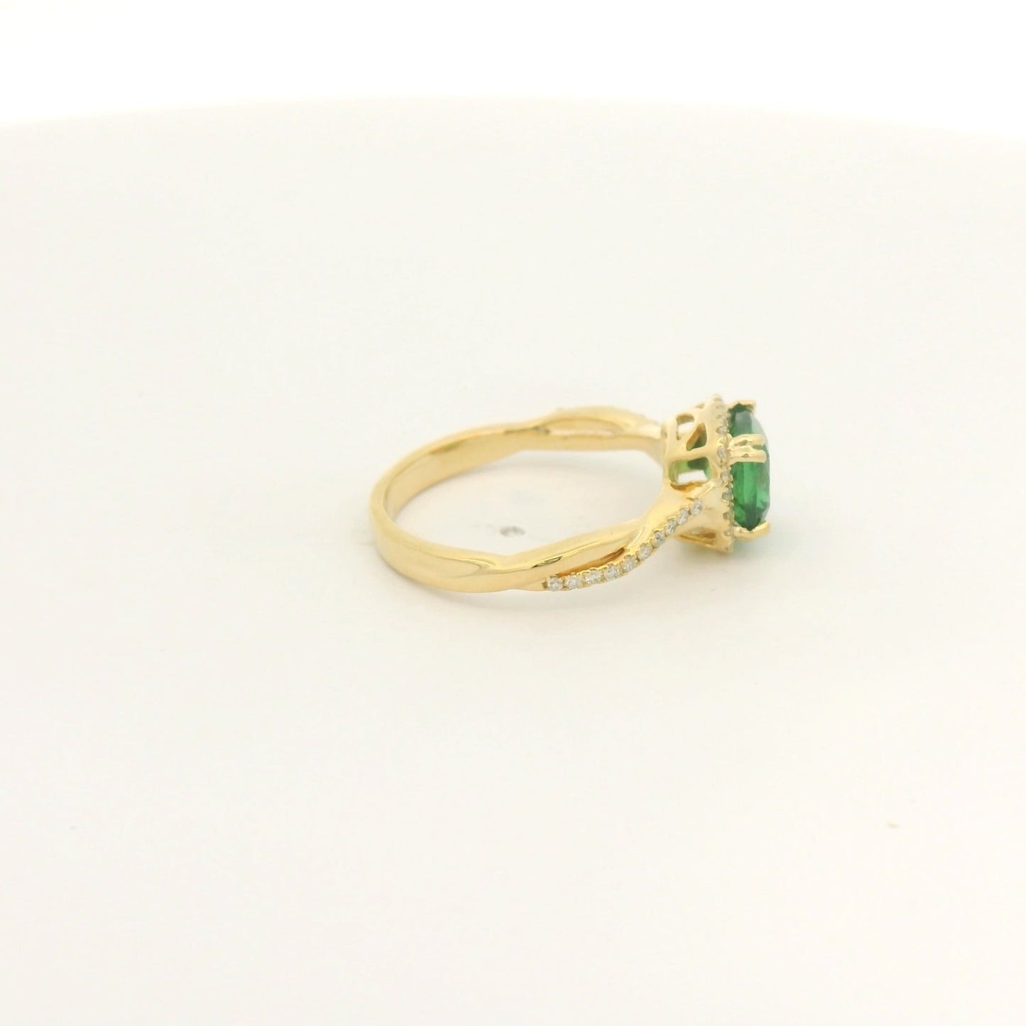 Cushion Cut Tsavorite & Diamond Crossover Ring - Forever Rox Fine Jewelry