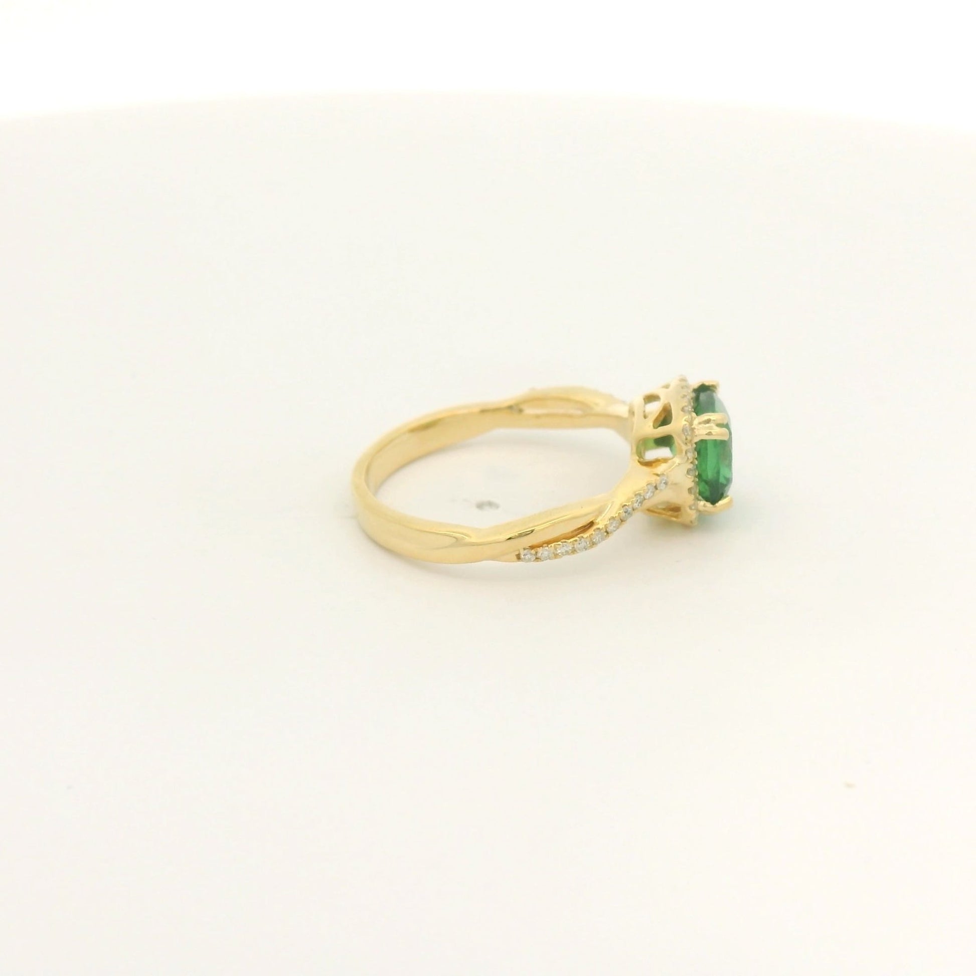 Cushion Cut Tsavorite & Diamond Crossover Ring - Forever Rox Fine Jewelry