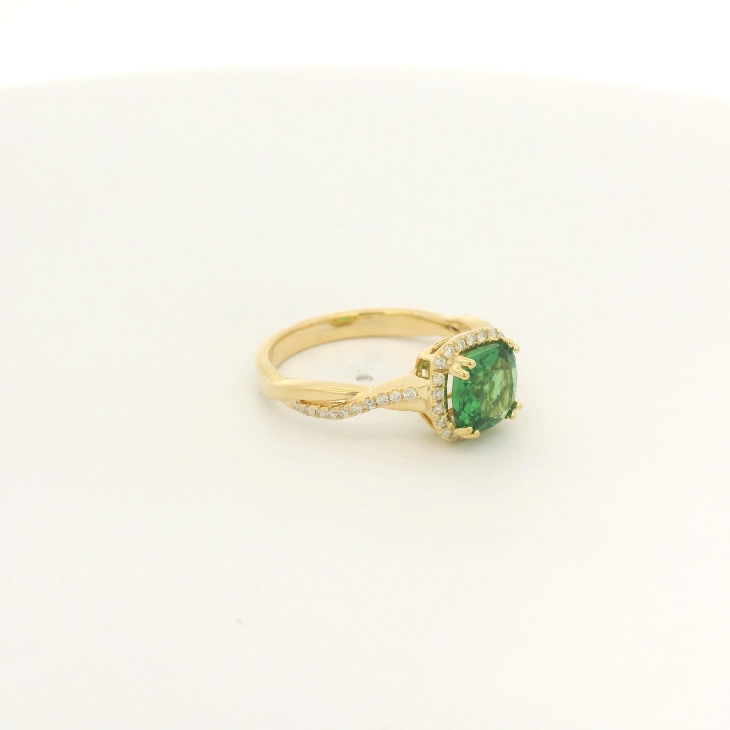 Cushion Cut Tsavorite & Diamond Crossover Ring - Forever Rox Fine Jewelry
