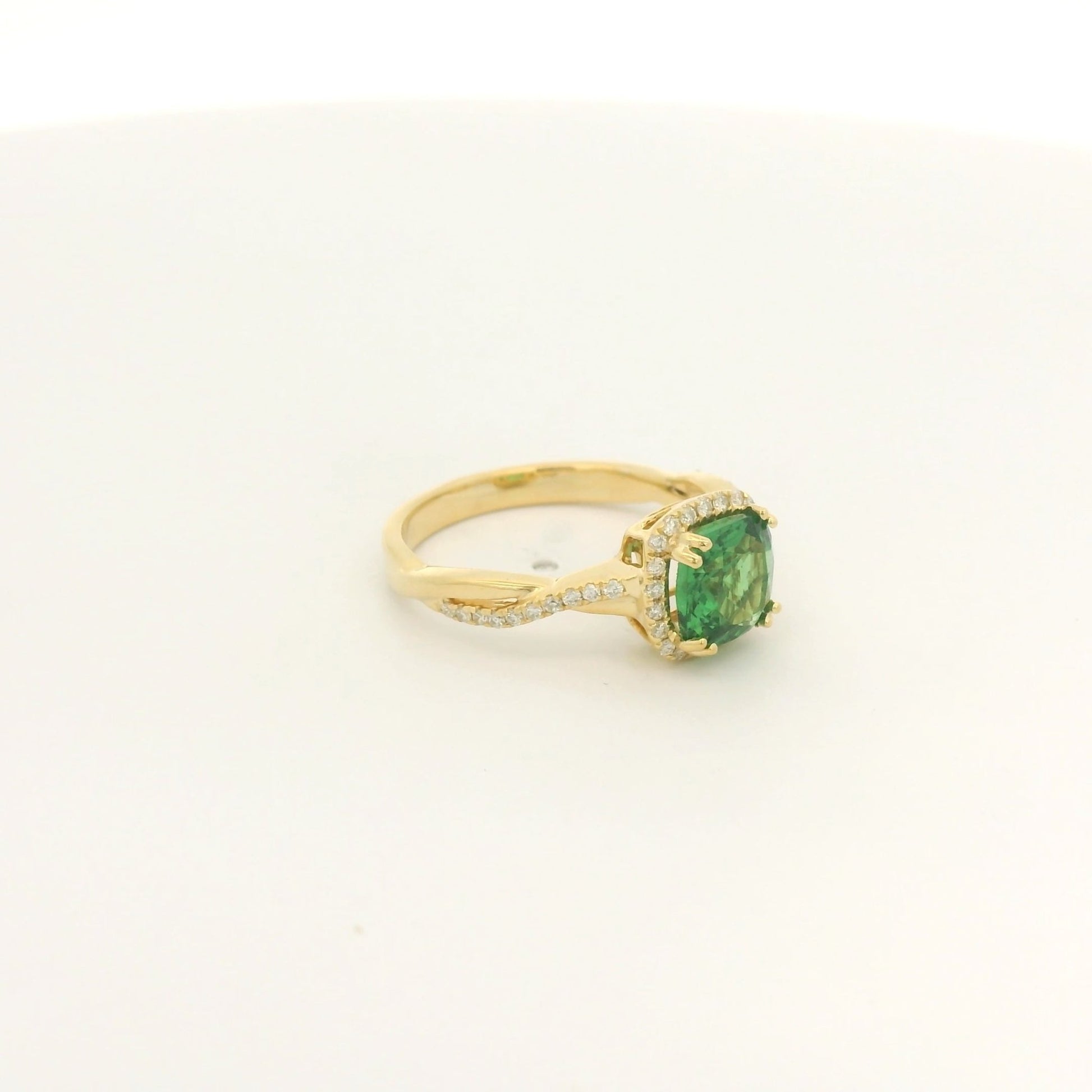 Cushion Cut Tsavorite & Diamond Crossover Ring - Forever Rox Fine Jewelry