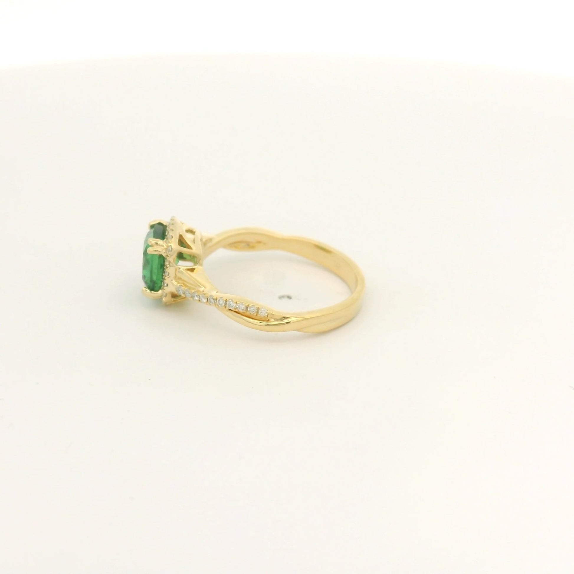 Cushion Cut Tsavorite & Diamond Crossover Ring - Forever Rox Fine Jewelry
