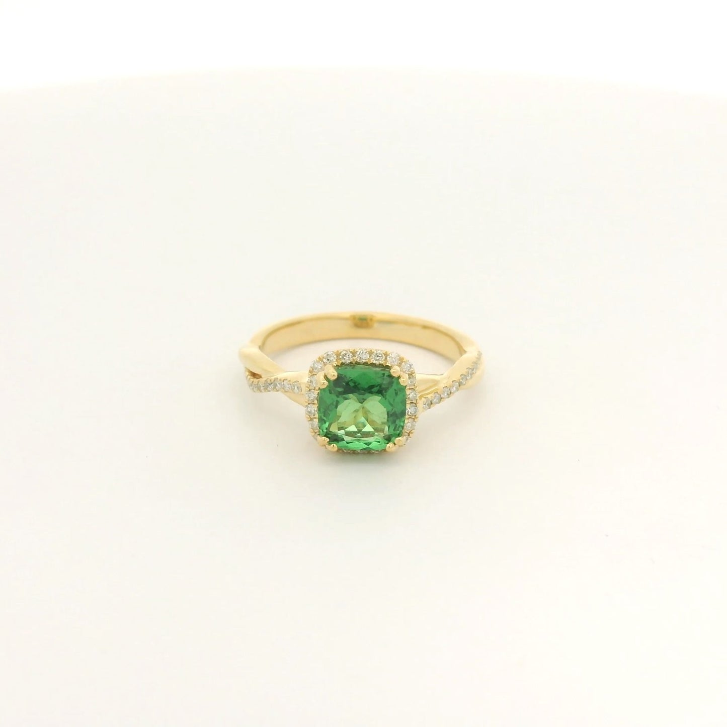 Cushion Cut Tsavorite & Diamond Crossover Ring - Forever Rox Fine Jewelry