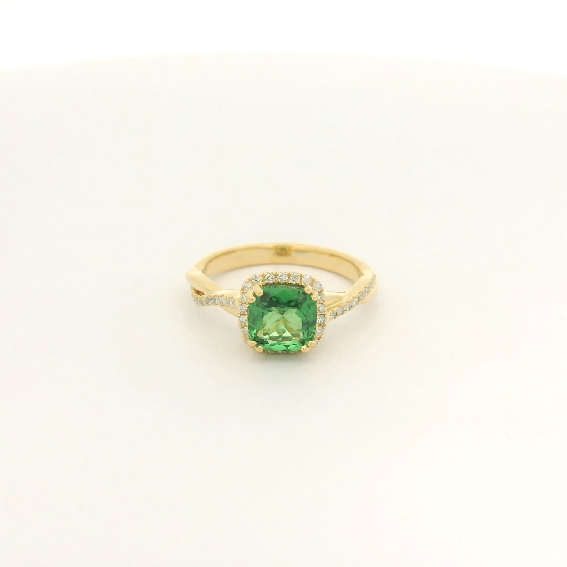 Cushion Cut Tsavorite & Diamond Crossover Ring - Forever Rox Fine Jewelry