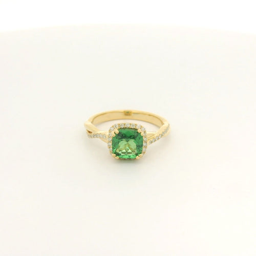 Cushion Cut Tsavorite & Diamond Crossover Ring - Forever Rox Fine Jewelry