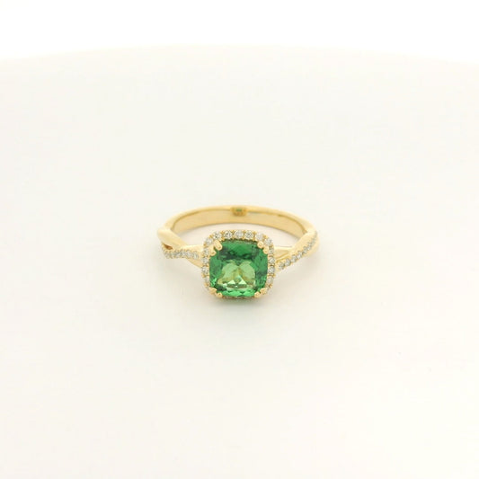 Cushion Cut Tsavorite & Diamond Crossover Ring - Forever Rox Fine Jewelry