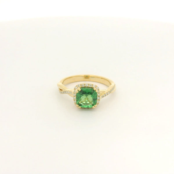 Cushion Cut Tsavorite & Diamond Crossover Ring - Forever Rox Fine Jewelry