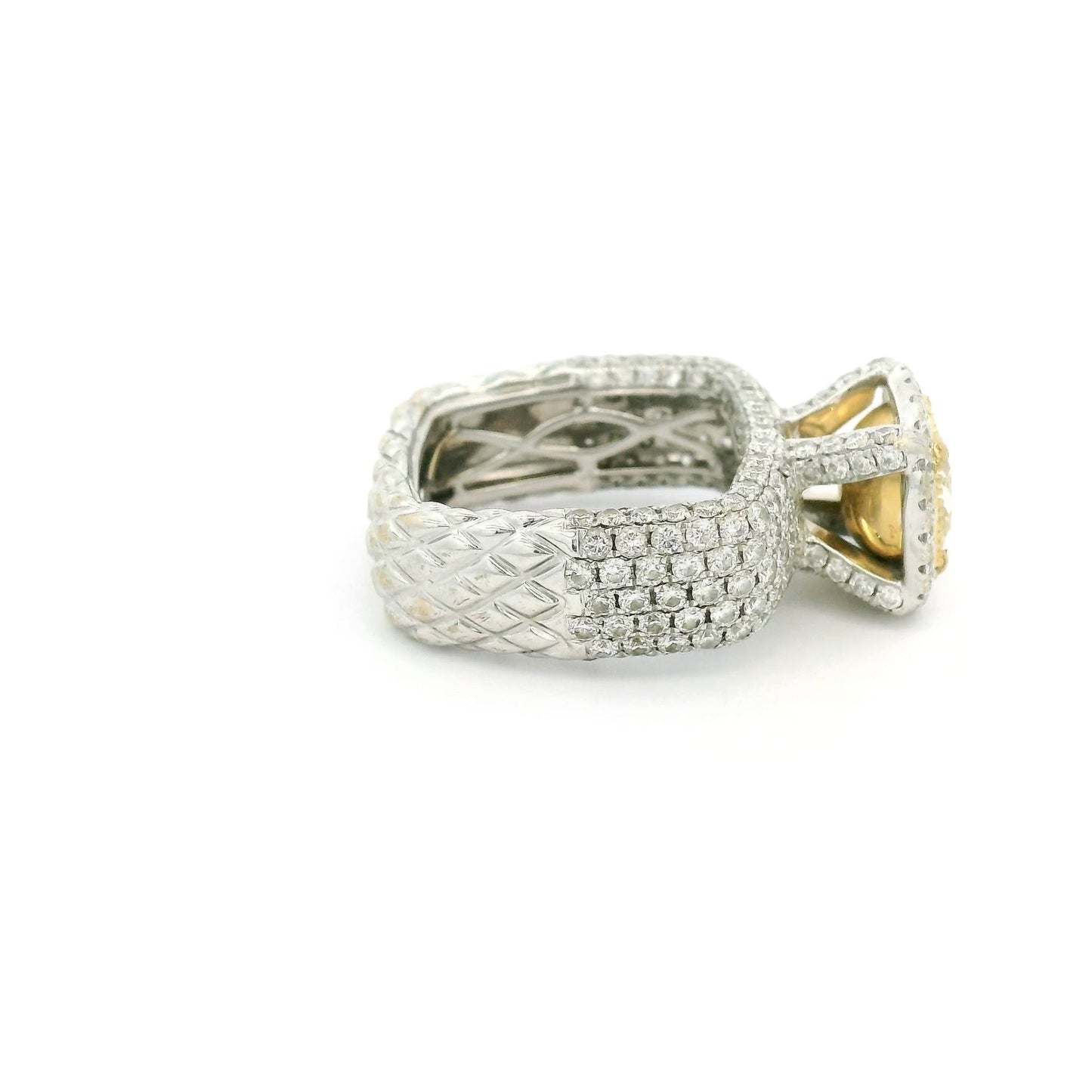 Cushion Cut Yellow Diamond & Pavé Set Diamond Ring - Forever Rox Fine Jewelry