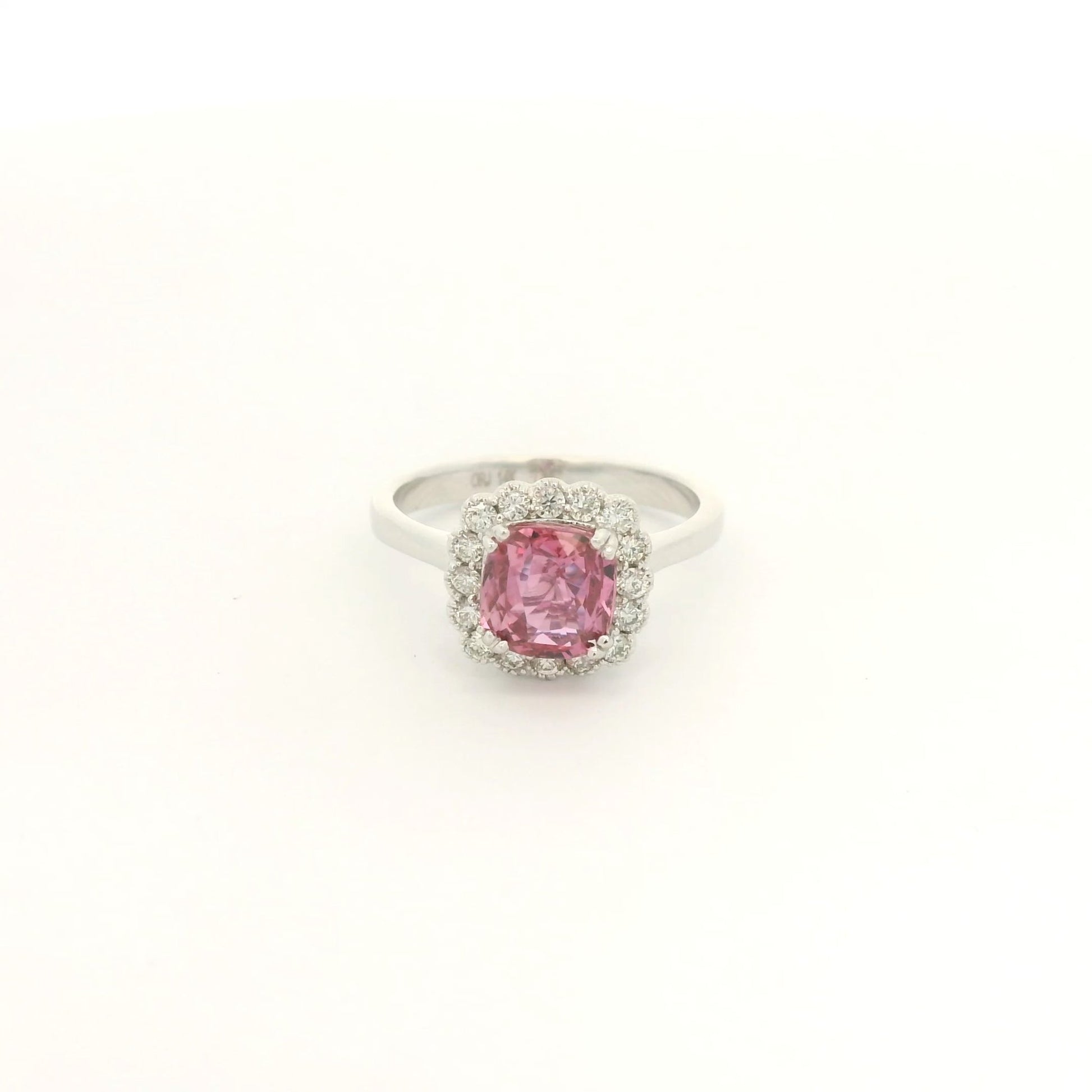 Cushion Padparadscha Sapphire & DIamond Ring - Forever Rox Fine Jewelry