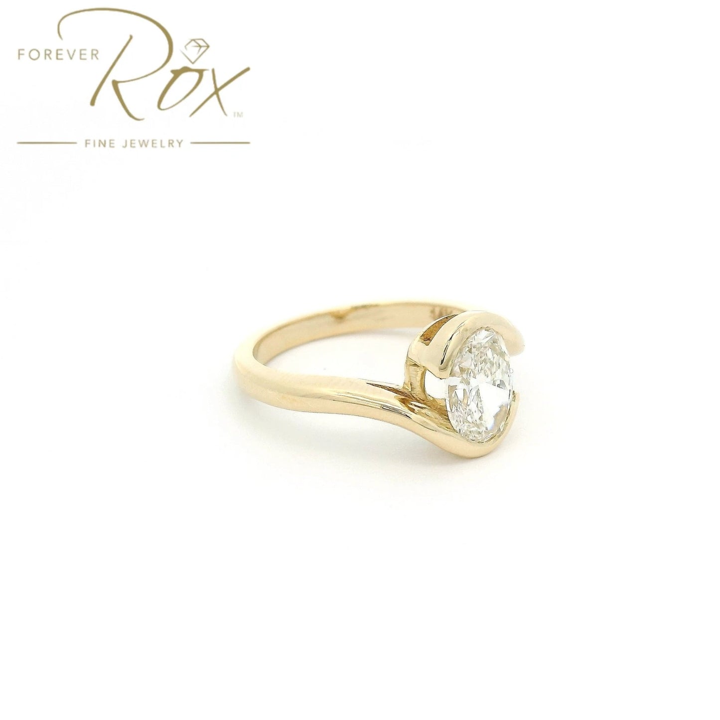Custom 1.03ct I VS1 Oval Cut Diamond Crossover Bridal Ring - Forever Rox Fine Jewelry