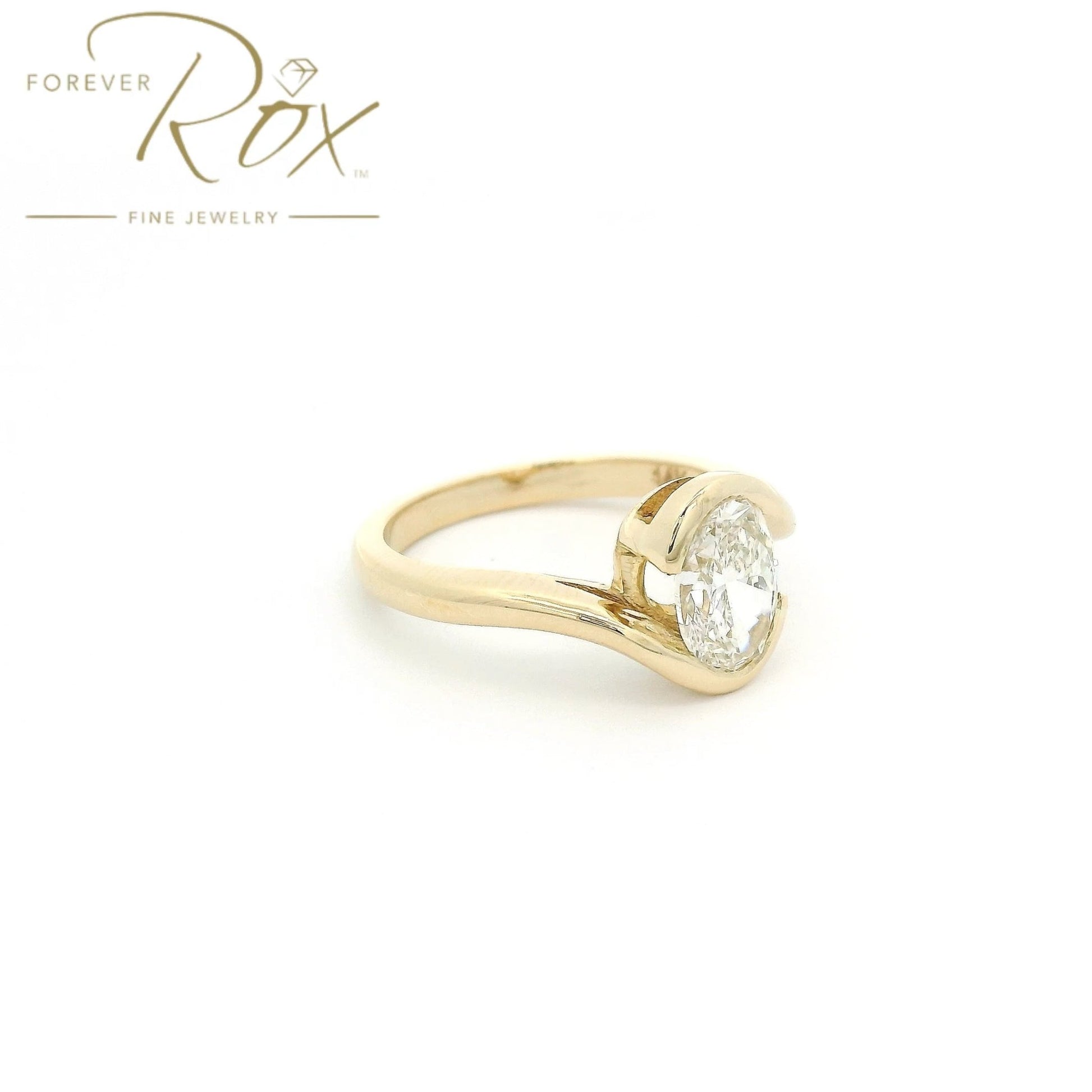 Custom 1.03ct I VS1 Oval Cut Diamond Crossover Bridal Ring - Forever Rox Fine Jewelry