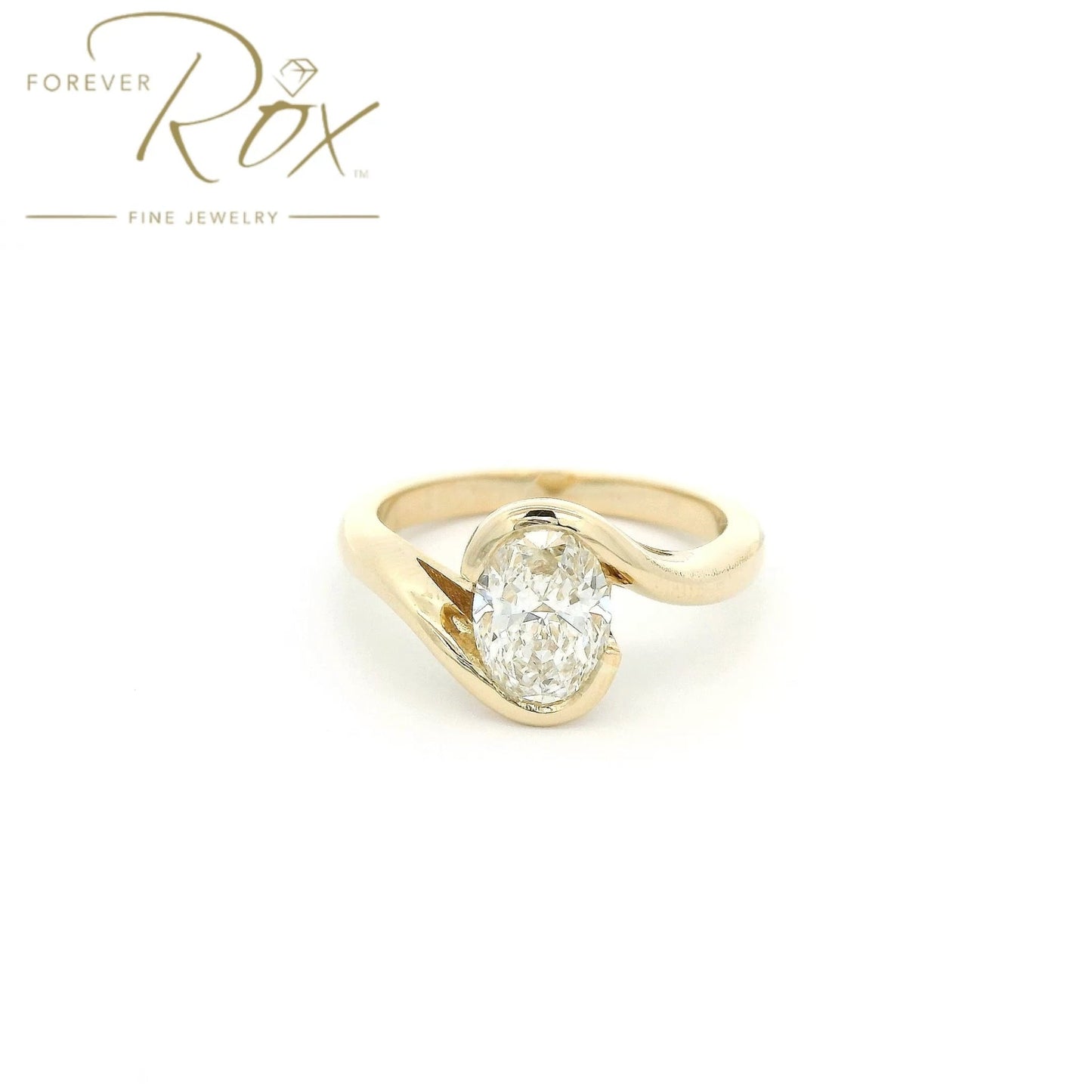 Custom 1.03ct I VS1 Oval Cut Diamond Crossover Bridal Ring - Forever Rox Fine Jewelry