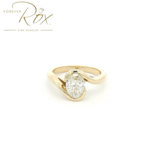 Custom 1.03ct I VS1 Oval Cut Diamond Crossover Bridal Ring - Forever Rox Fine Jewelry