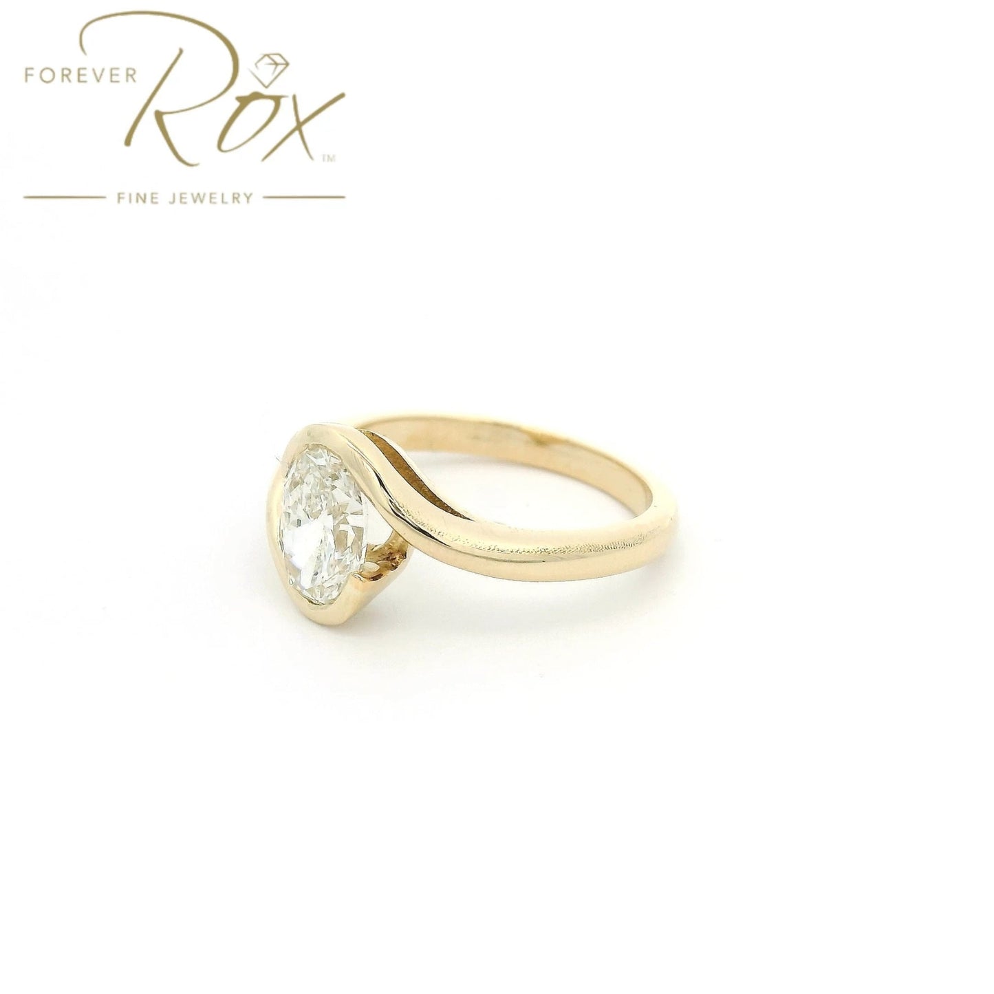 Custom 1.03ct I VS1 Oval Cut Diamond Crossover Bridal Ring - Forever Rox Fine Jewelry