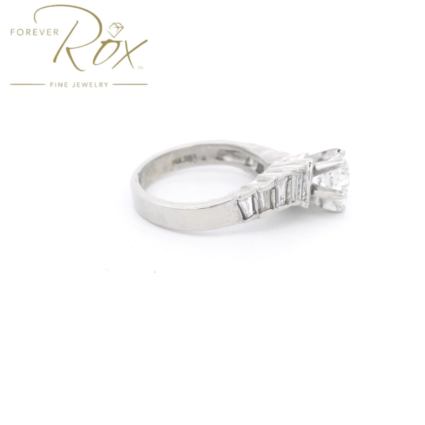 Custom 1.17ct Round Cut Diamond & Baguette Curve Bridal Ring - Forever Rox Fine Jewelry