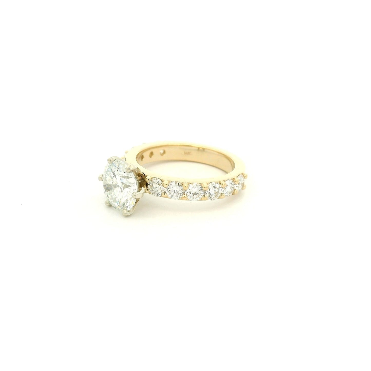 Custom 2.05ct F, VS1 Round Brilliant Cut Diamond Engagement Rihgh With Diamonds Down Band - Forever Rox Fine Jewelry