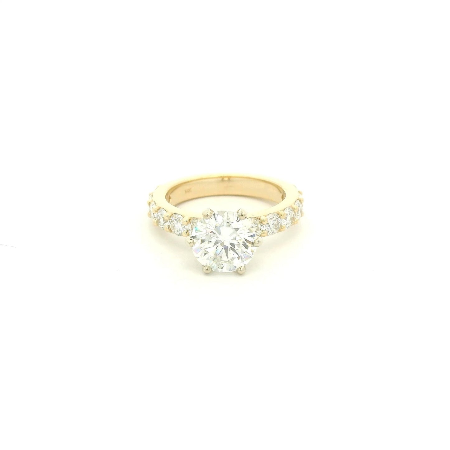 Custom 2.05ct F, VS1 Round Brilliant Cut Diamond Engagement Rihgh With Diamonds Down Band - Forever Rox Fine Jewelry