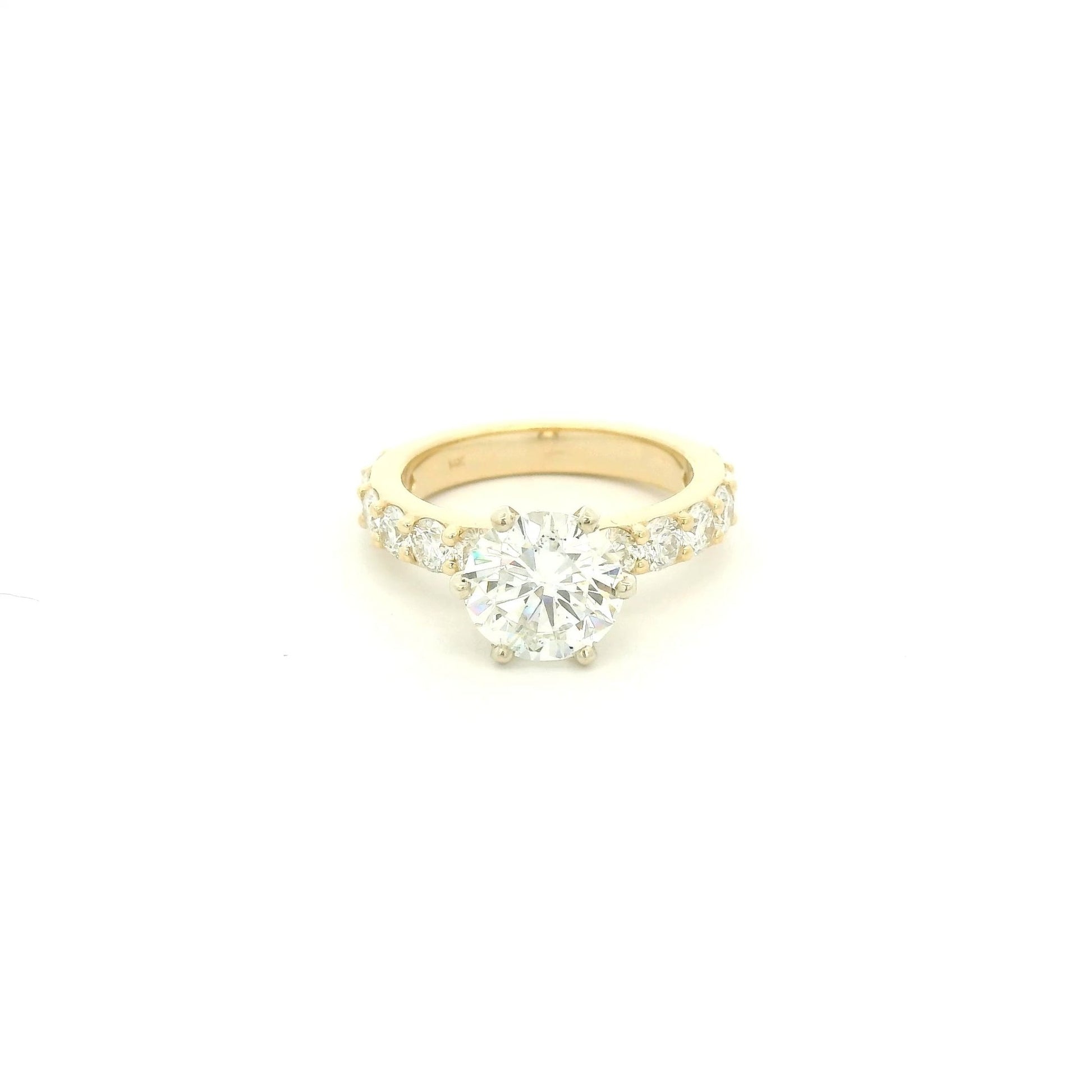 Custom 2.05ct F, VS1 Round Brilliant Cut Diamond Engagement Rihgh With Diamonds Down Band - Forever Rox Fine Jewelry