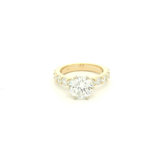 Custom 2.05ct F, VS1 Round Brilliant Cut Diamond Engagement Rihgh With Diamonds Down Band - Forever Rox Fine Jewelry