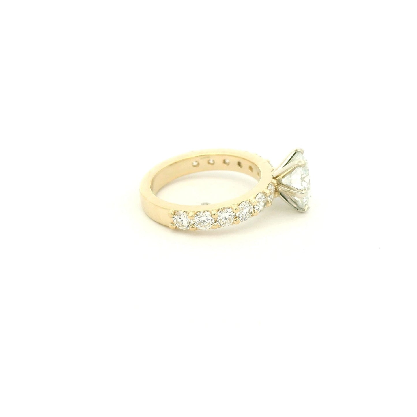 Custom 2.05ct F, VS1 Round Brilliant Cut Diamond Engagement Rihgh With Diamonds Down Band - Forever Rox Fine Jewelry