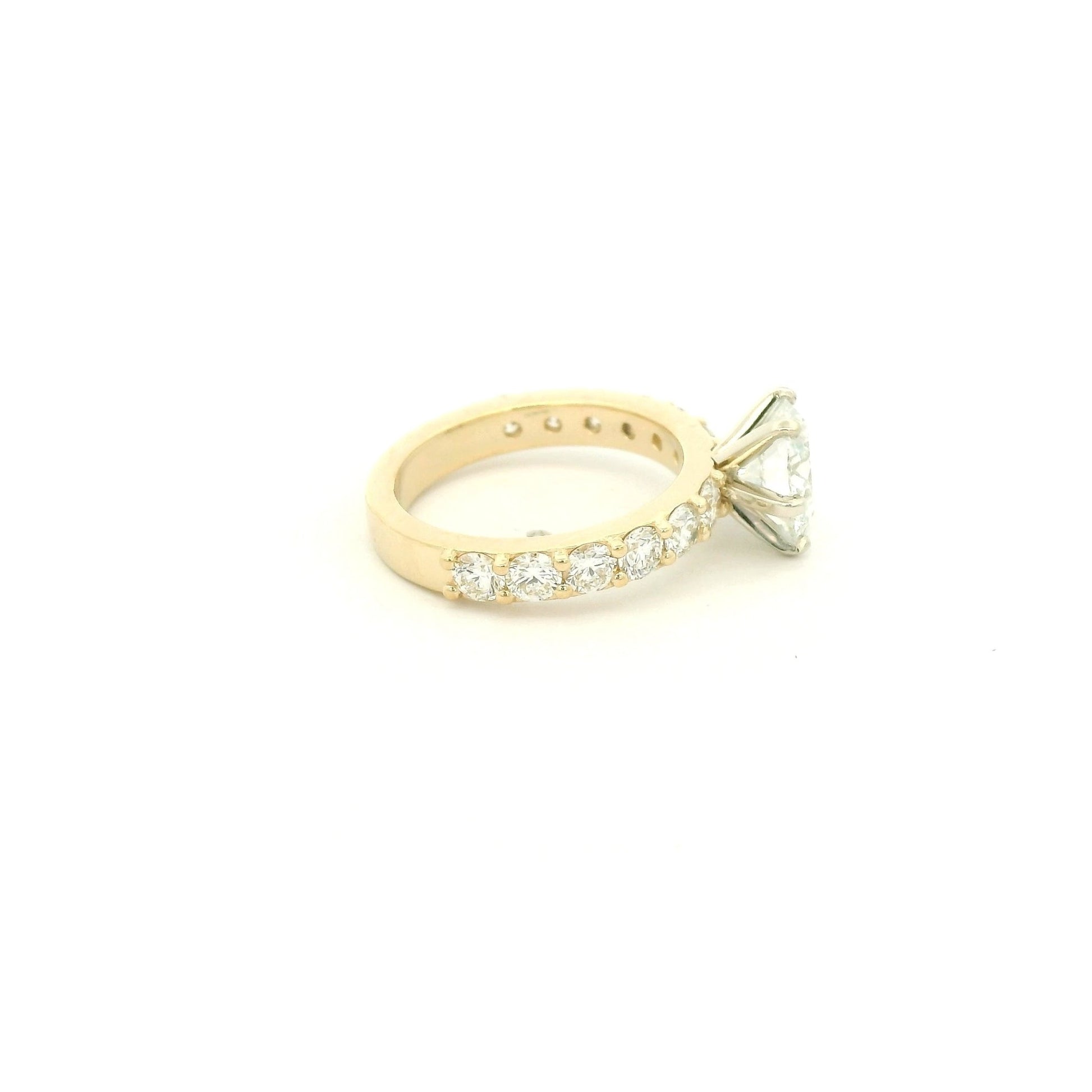 Custom 2.05ct F, VS1 Round Brilliant Cut Diamond Engagement Rihgh With Diamonds Down Band - Forever Rox Fine Jewelry